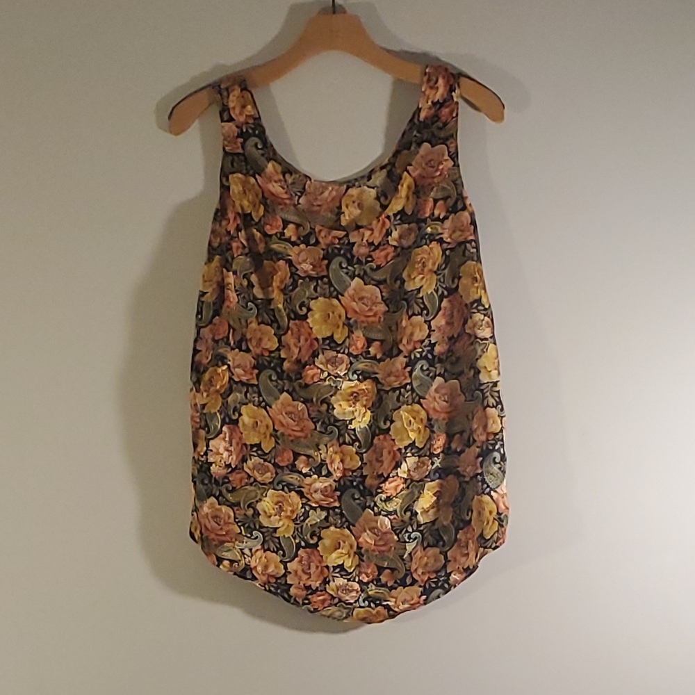 Handmade Tank Top Silky Satin Florak Dark